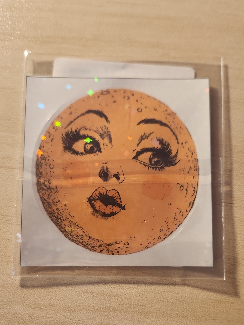 Vintage Moon Face Orange Wall Sticker - Home Design